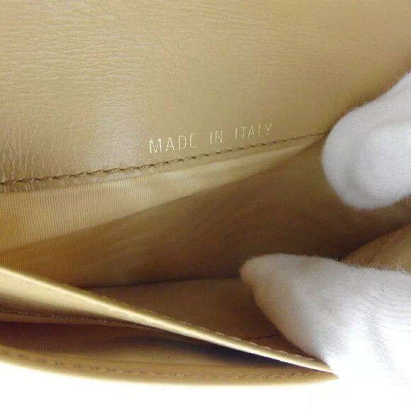 Authenticity guaranteed CHANEL tri-fold wallet Coco Mark beige caviarskin USED - Picture 7 of 10